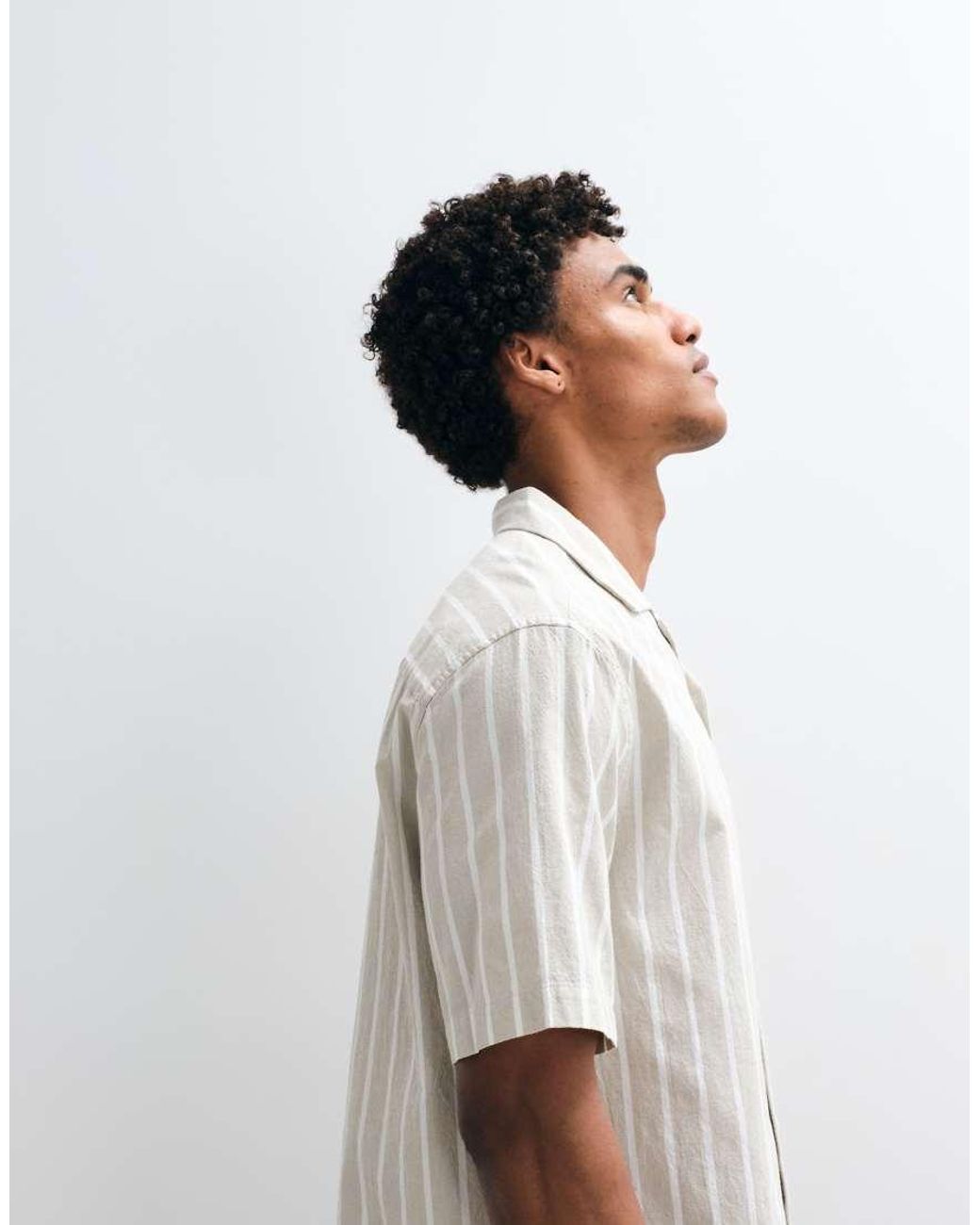 ASOS White Co-Ord Relaxed Linen Look Stripe Shirt for men