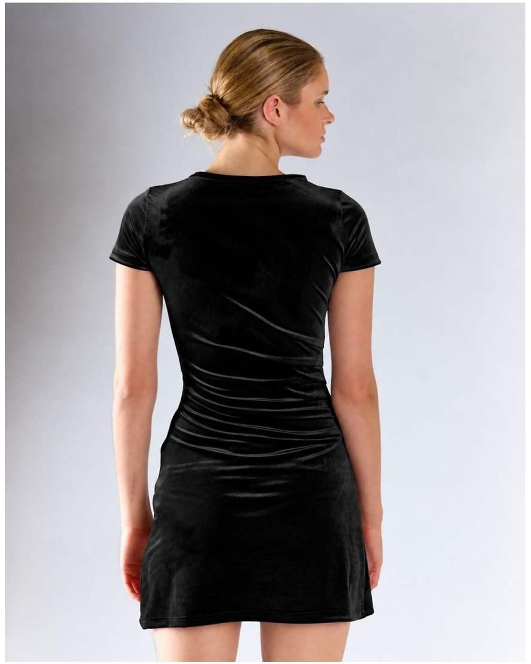 Glamorous Black Ruched Short Sleeve Mini Dress