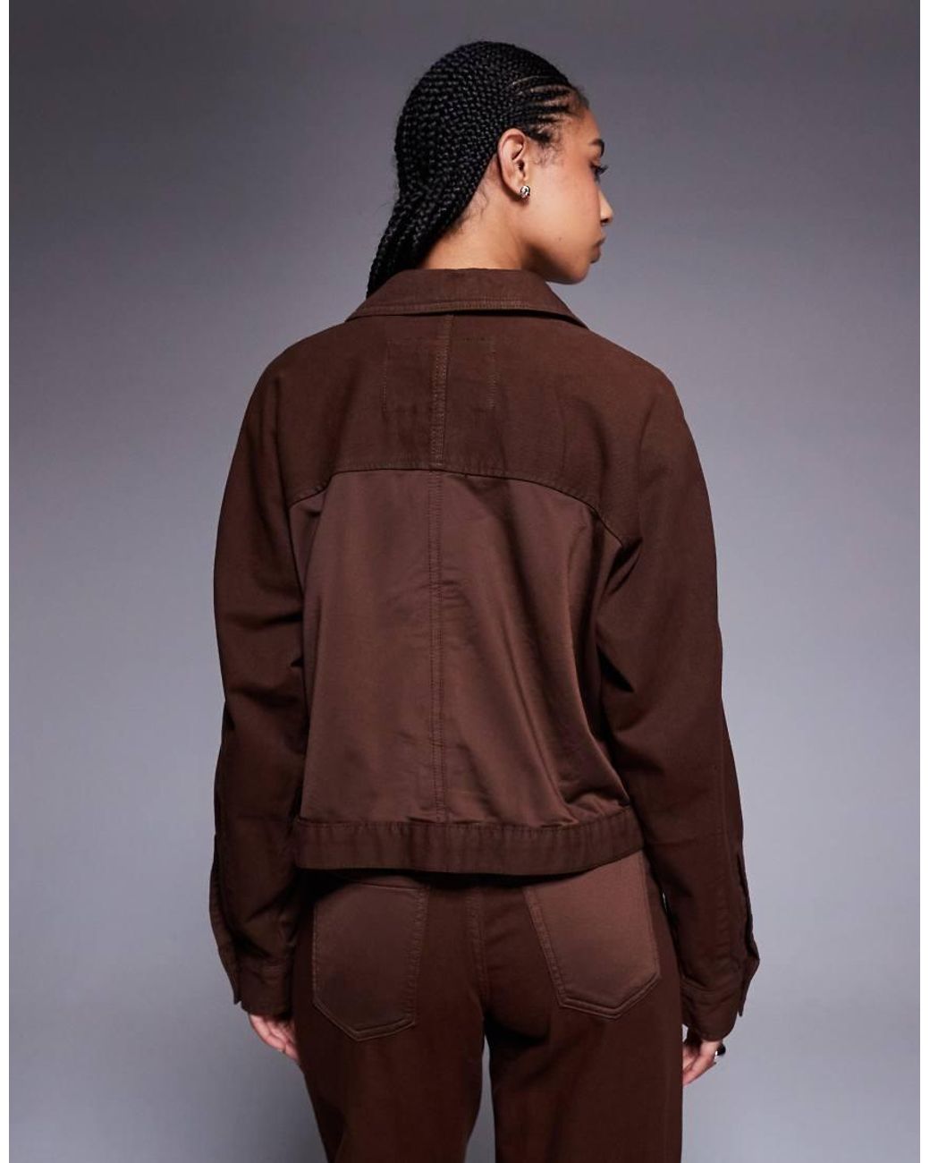 River Island Brown Striped Detail Denim Jacket
