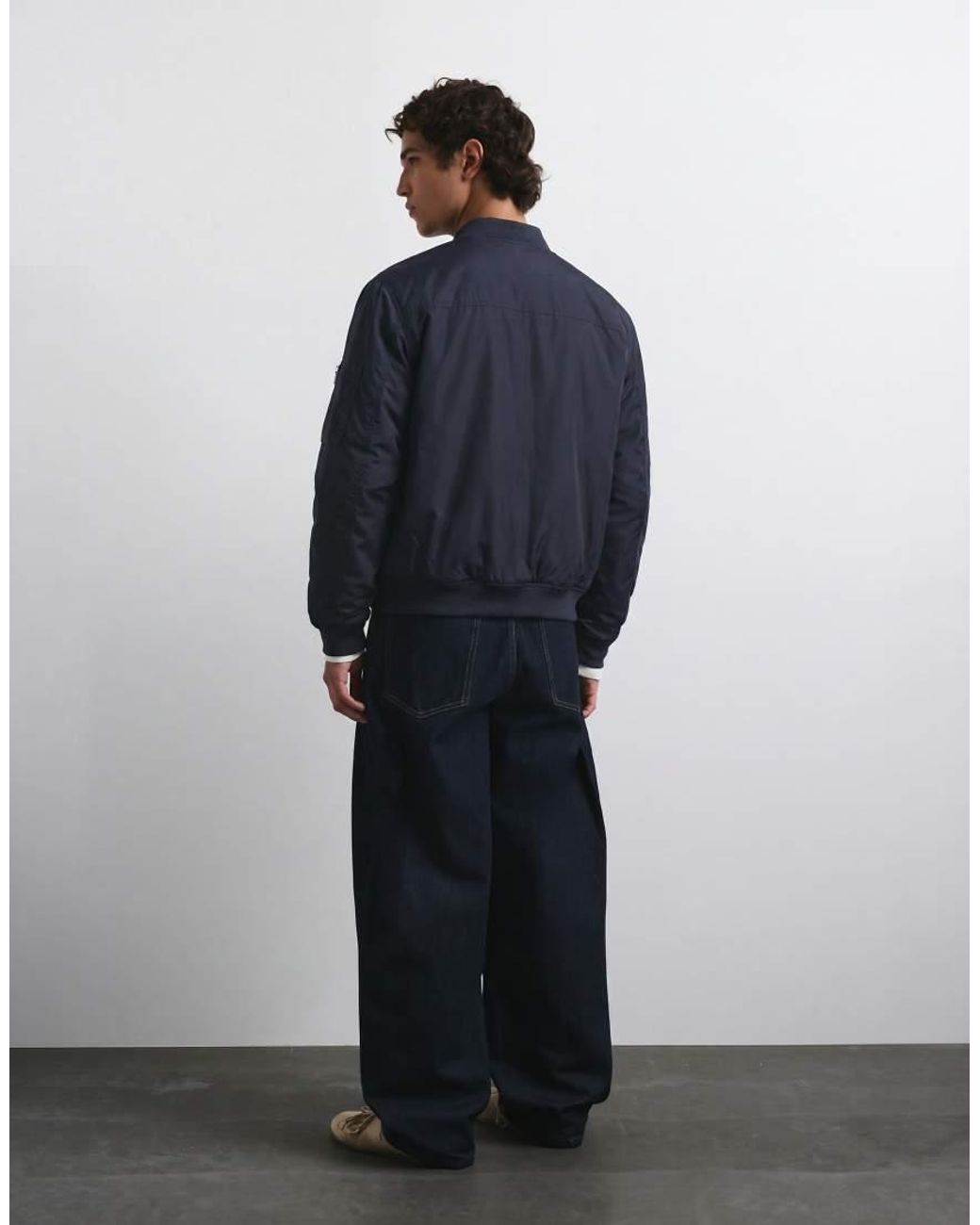 Bomber Imbottito Scuro di Pull&Bear in Blue da Uomo