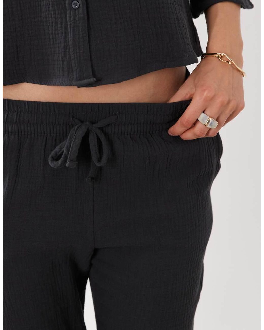 Jdy Black Wide Leg Cheesecloth Trousers Co-ord
