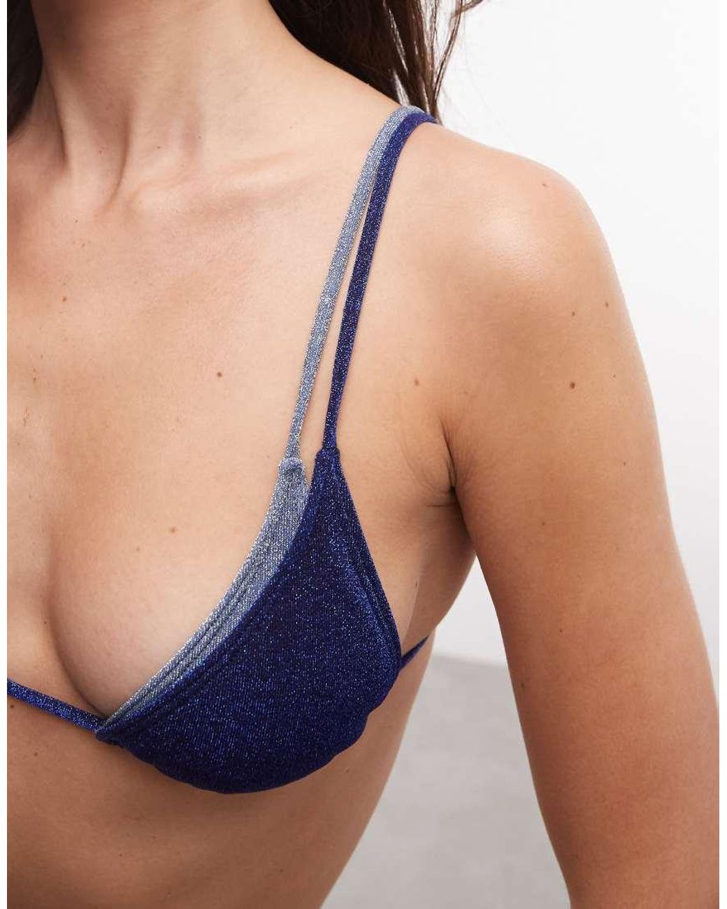 ASOS Brown Isla Glitter Double Layer Triangle Bikini Top