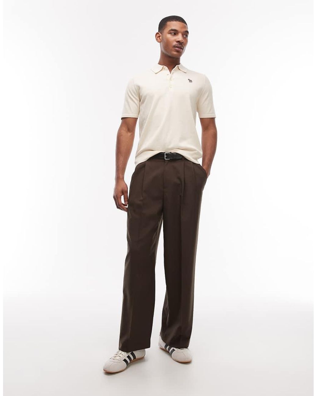 Paul Smith White Zebra Logo Short Sleeve Sweat Polo T-Shirt for men