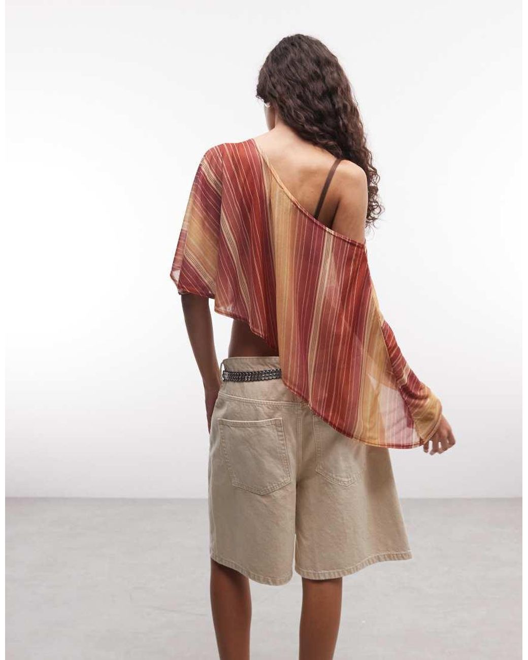 Reclaimed Vintage Multicolor Striped Sheer Cape Top