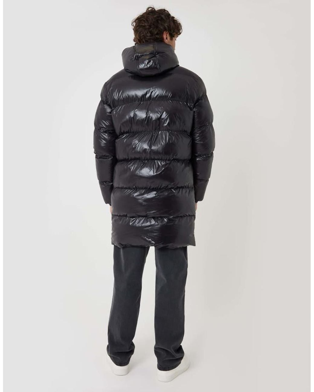 Threadbare Blue Longline Showerproof Hooded Puffer Coat for men