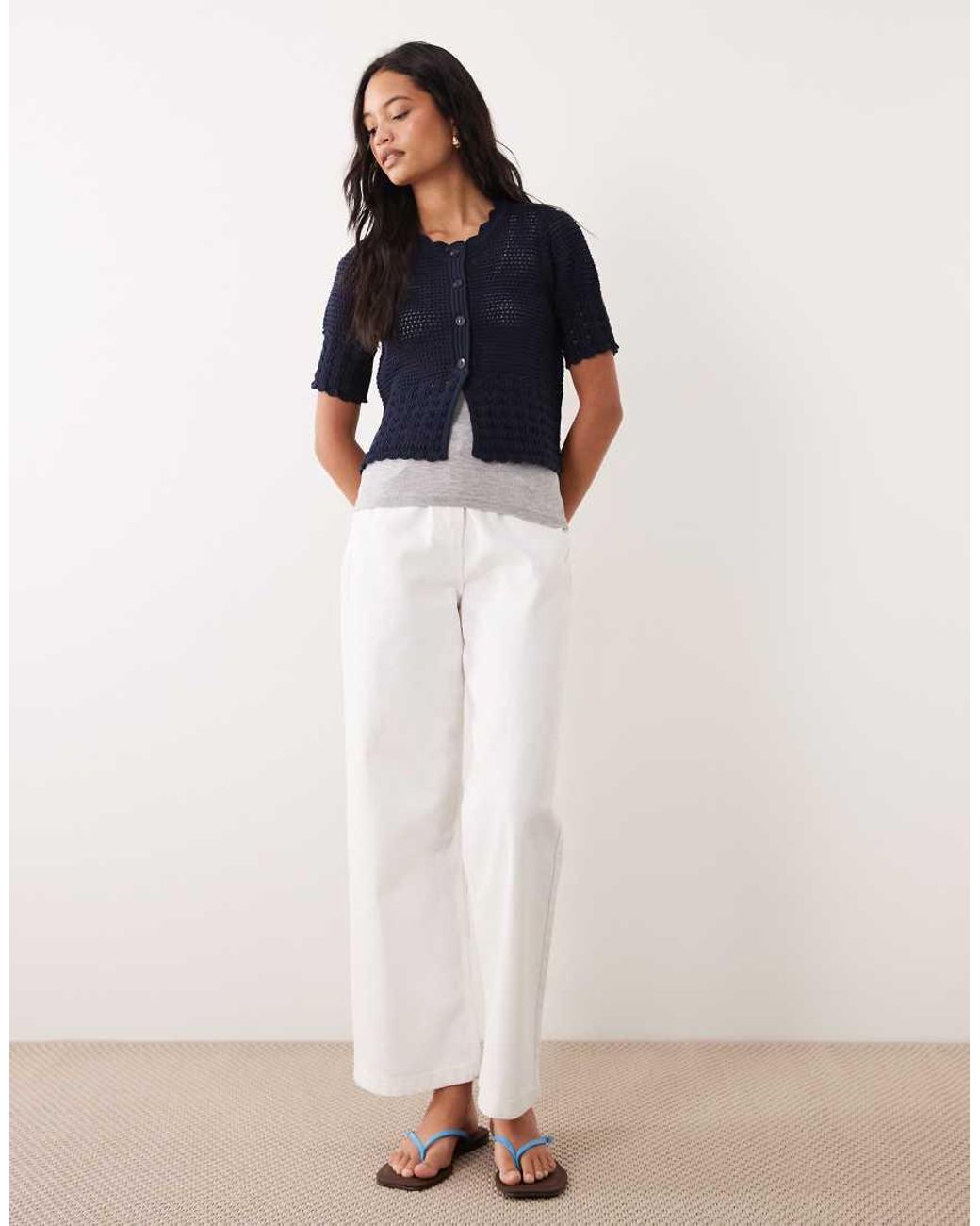 Jdy Blue Open Knit Short Sleeve Cardigan