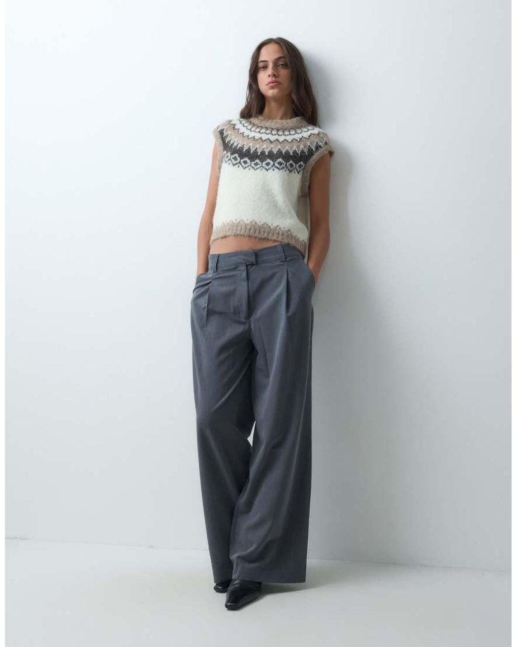 Vero Moda White Fairisle Knitted Jumper Vest