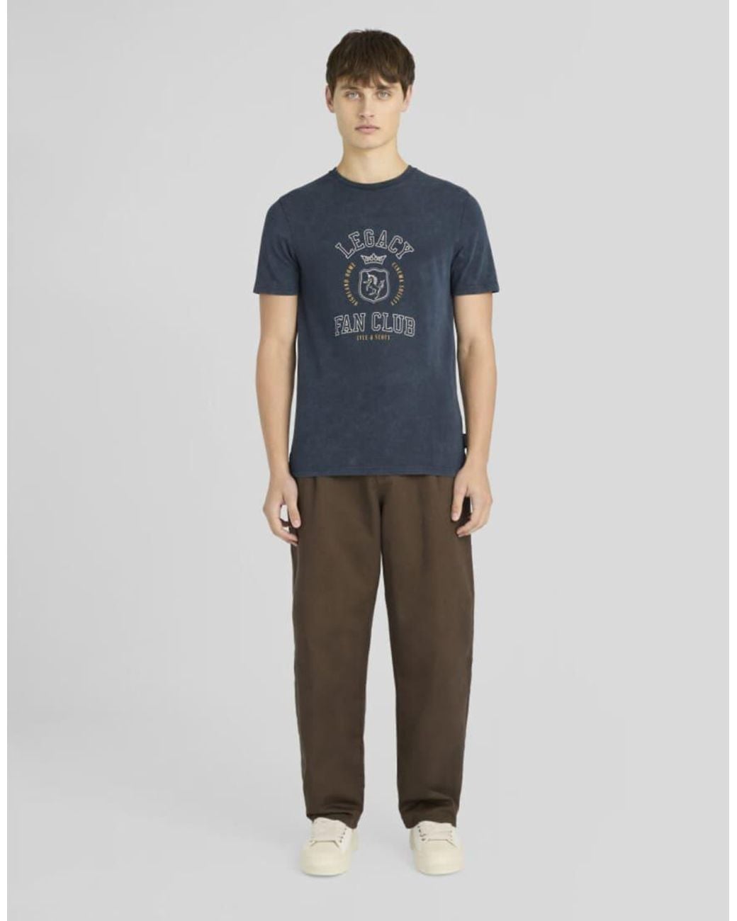 Lyle & Scott Blue Ss T-Shirts Washed Fan Club Graphic T-Shirt for men