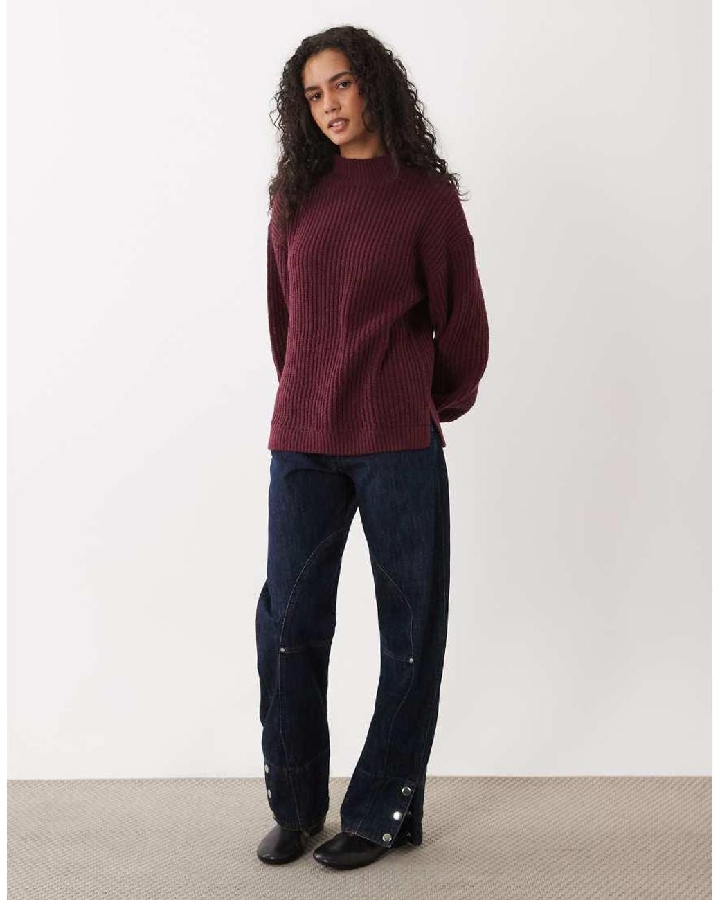 Vila Red High Neck Oversized Chunky Knit Jumper