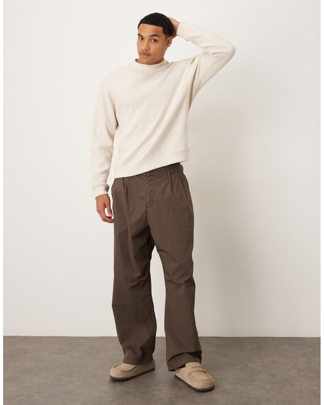 Mango Natural Compact Knit Mock Neck Jumper for men