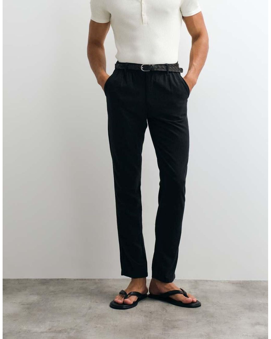 ASOS Black Linen Blend Trousers for men