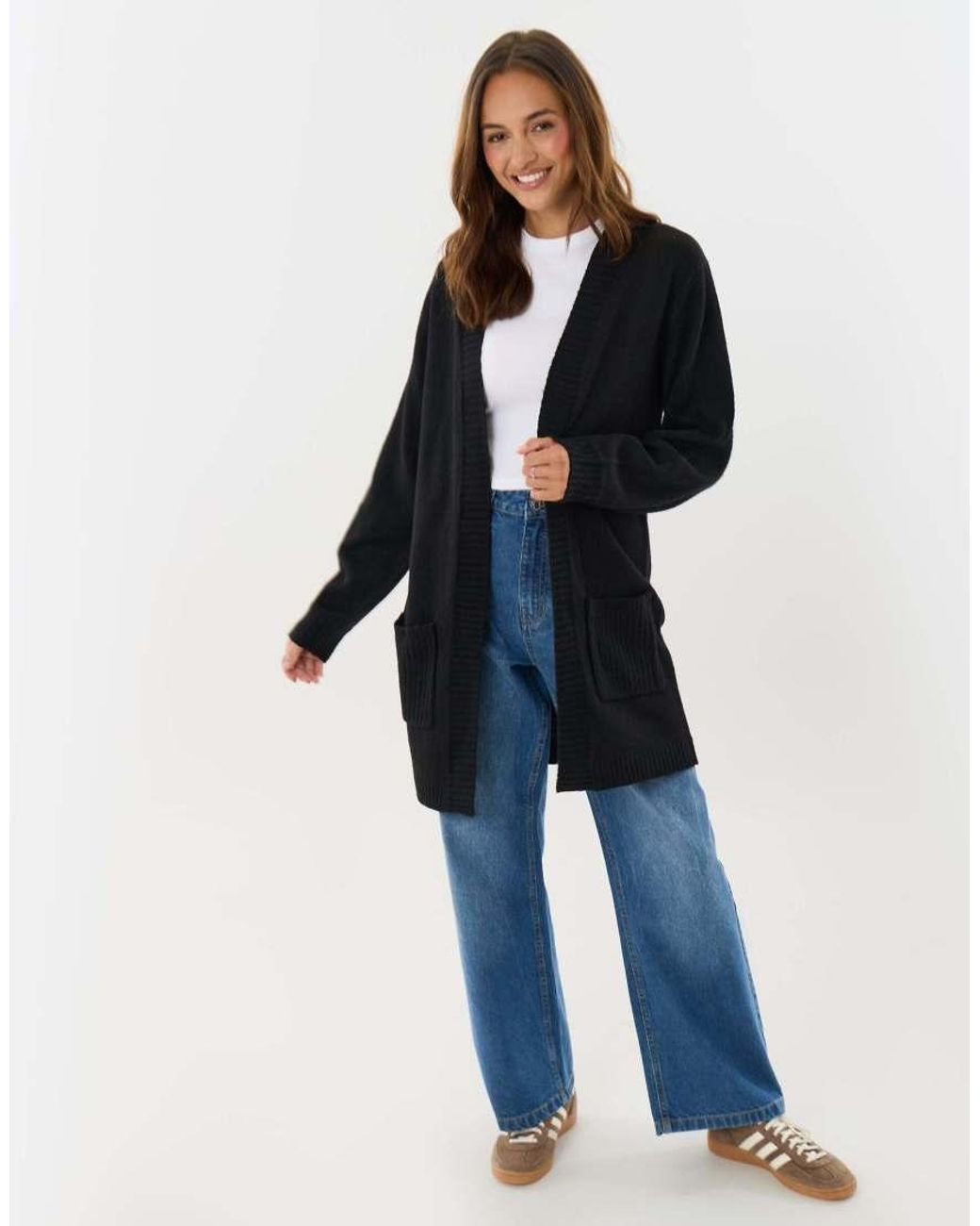 Threadbare Black Ocean' Longline Knitted Cardigan