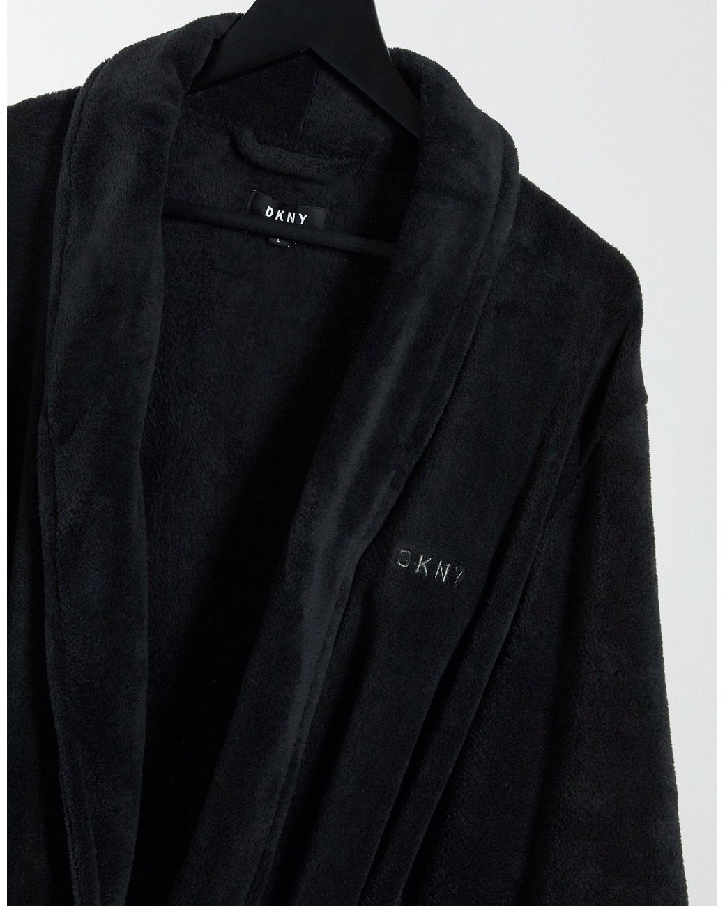 DKNY Fleece Dressing Gown in Black for 