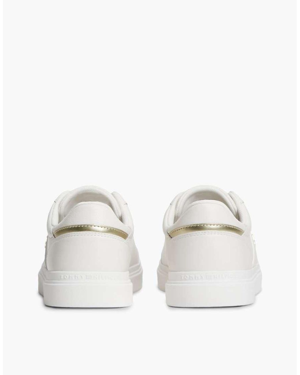 Tommy Hilfiger Natural Pebble Grain Leather Cupsole Trainers