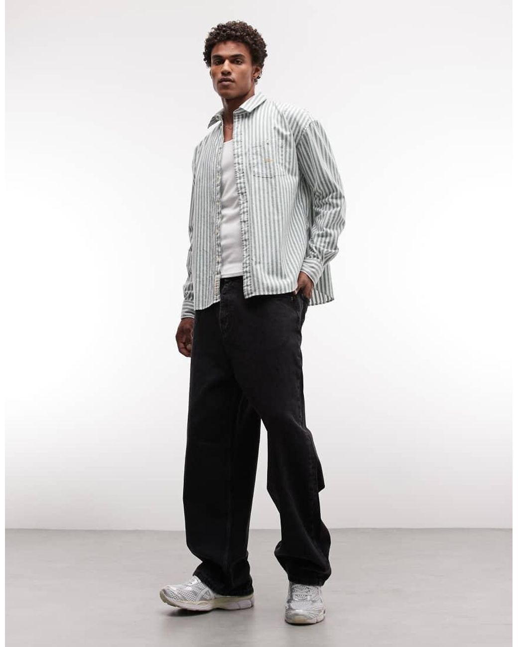 BLKVIS Gray Script Heavy Stripe Shirt for men