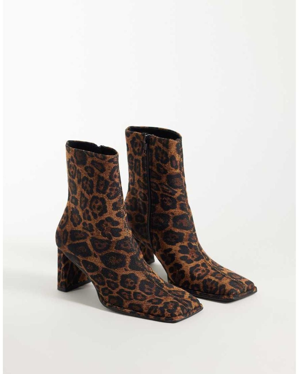 ASOS Brown Romeo Square Toe Heeled Ankle Boots