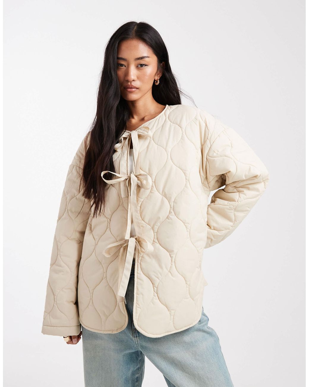 Vero Moda Blue Tie Front Quilted Jacket