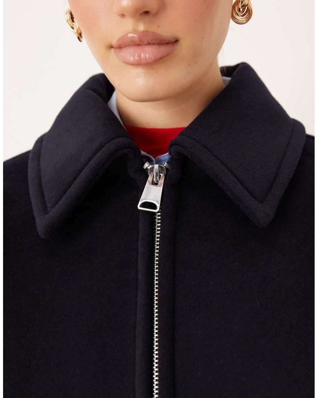 Mango Blue Oversized Puffball Harrington Jacket