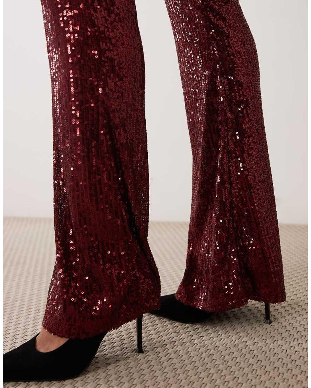 ASOS Black Allover Sequin Flare Pants