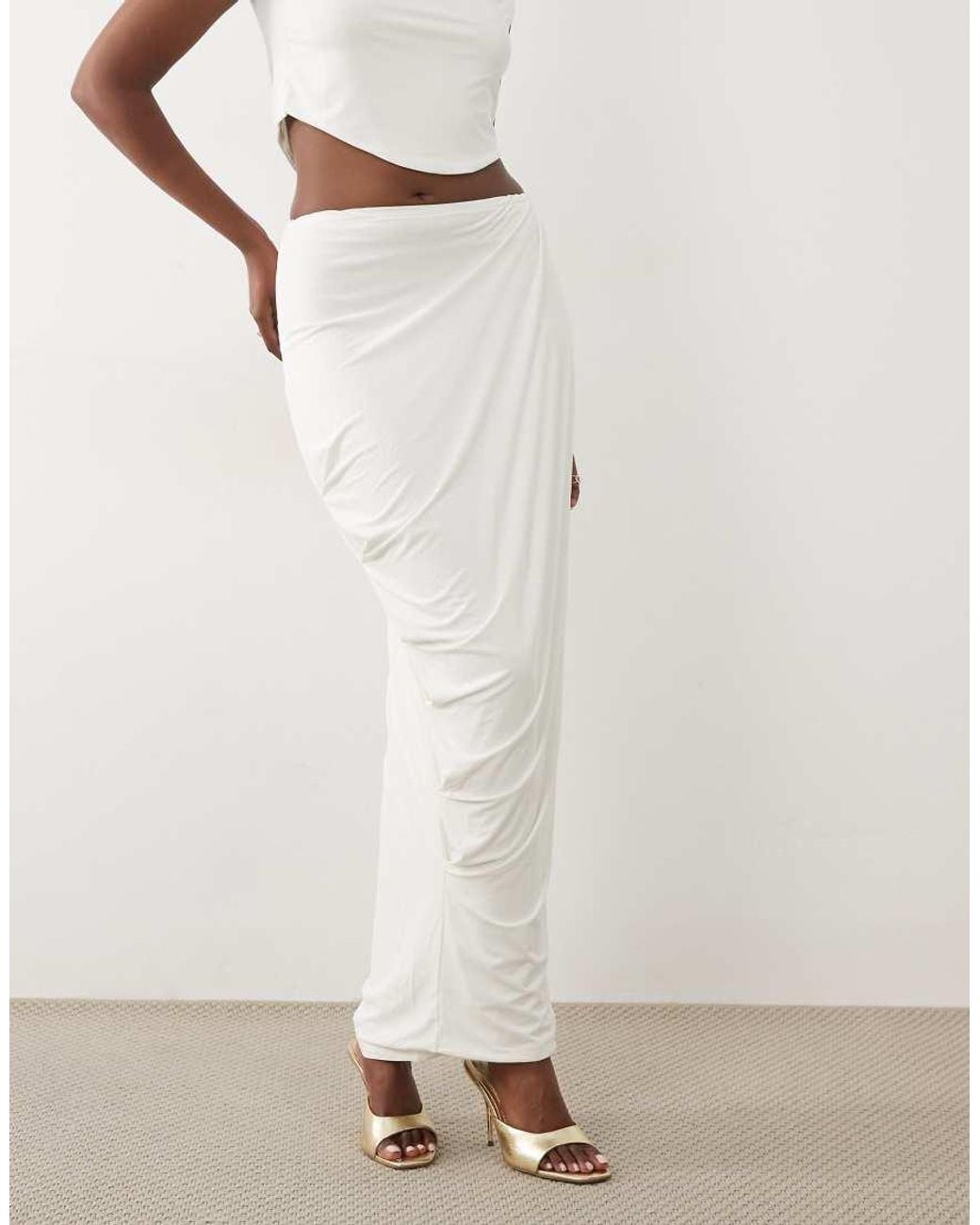 Ruched & Ready Natural Sculpting Jersey Draped Maxi Skirt
