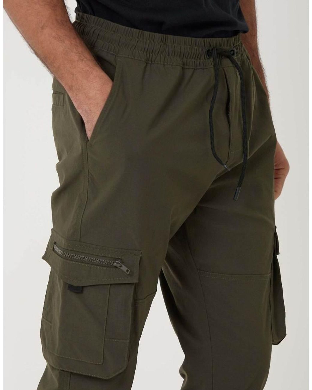 Threadbare Blue Slim Fit Stretch Cargo Trousers for men