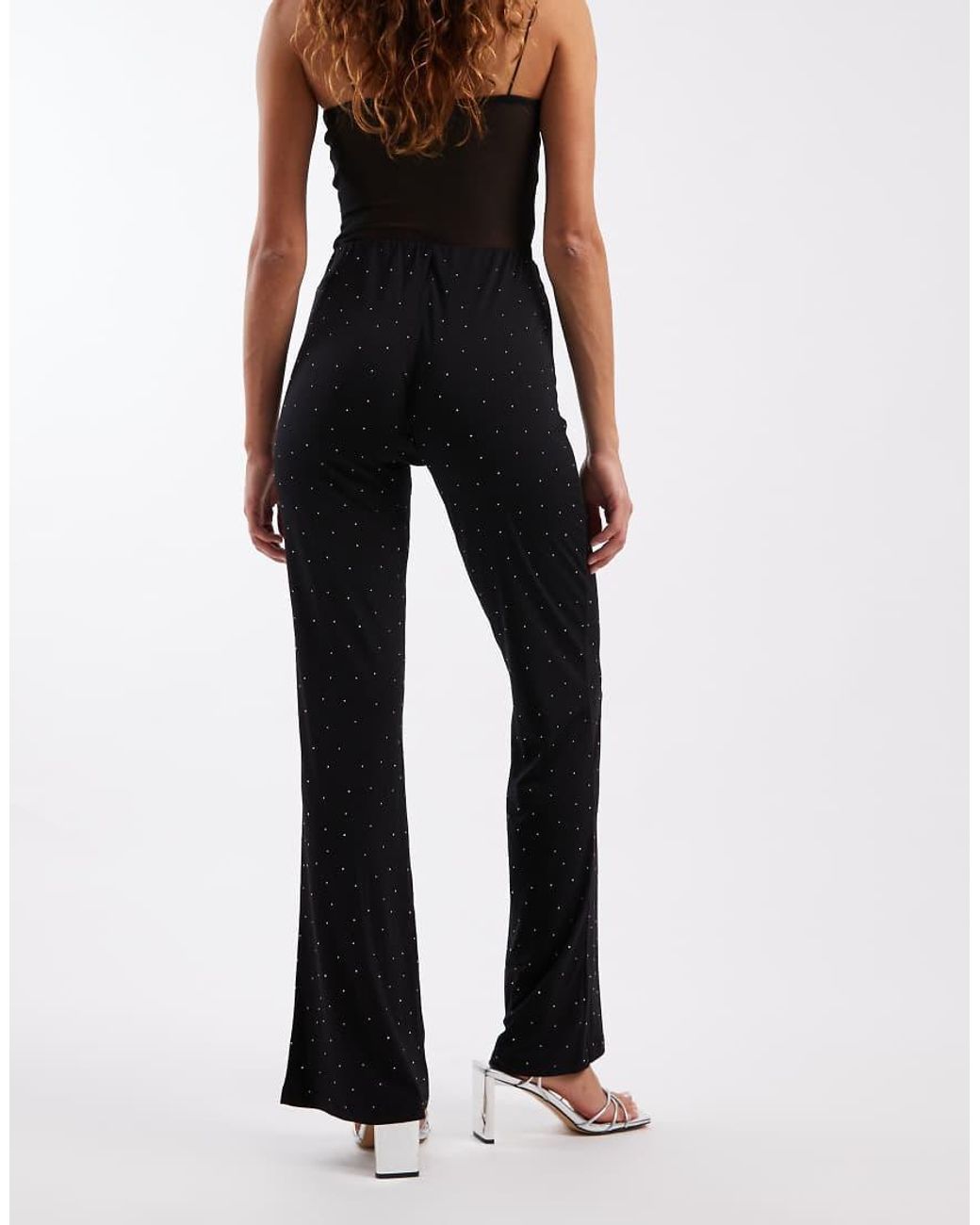 ONLY Black Rhinestone Flare Trousers