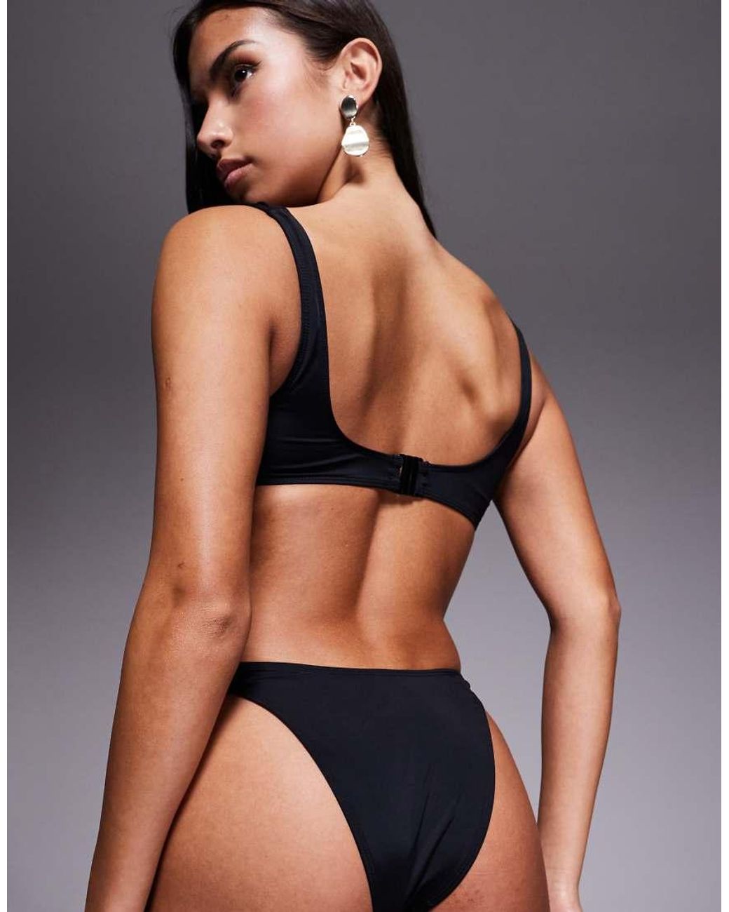 ASOS Gray Maya Ibiza High Leg Cheeky Brazilian Bikini Bottom