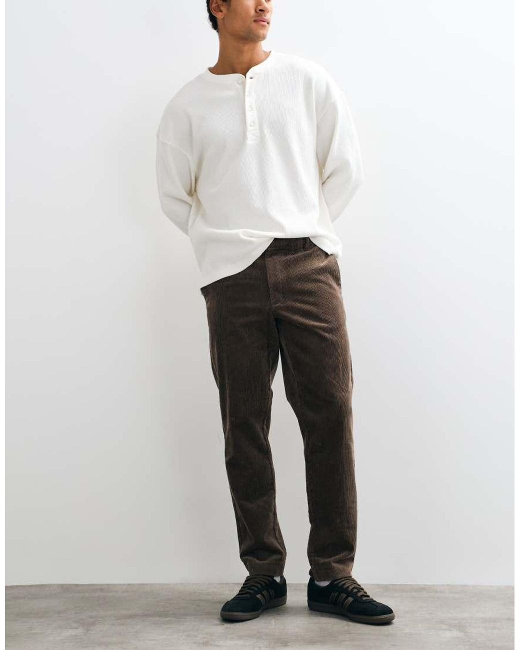 SELECTED White Tapered Cord Pants for men