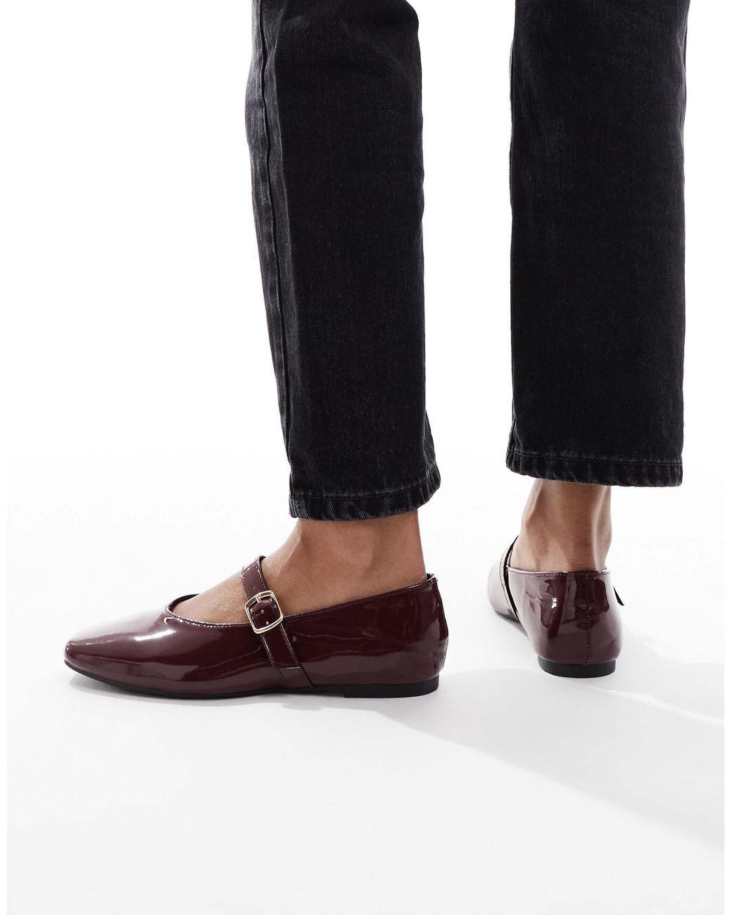 SEQWL Wide Fit Iris High Vamp Ballet Flats in Black | Lyst