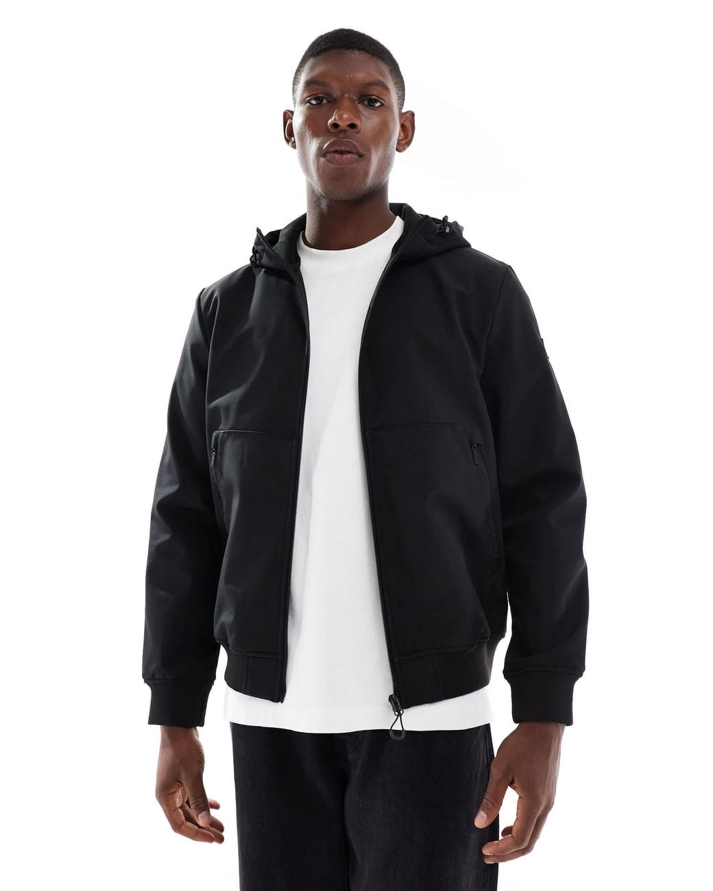 Only & Sons Blue Zip Through Soft Shell Bomber Jacket for men