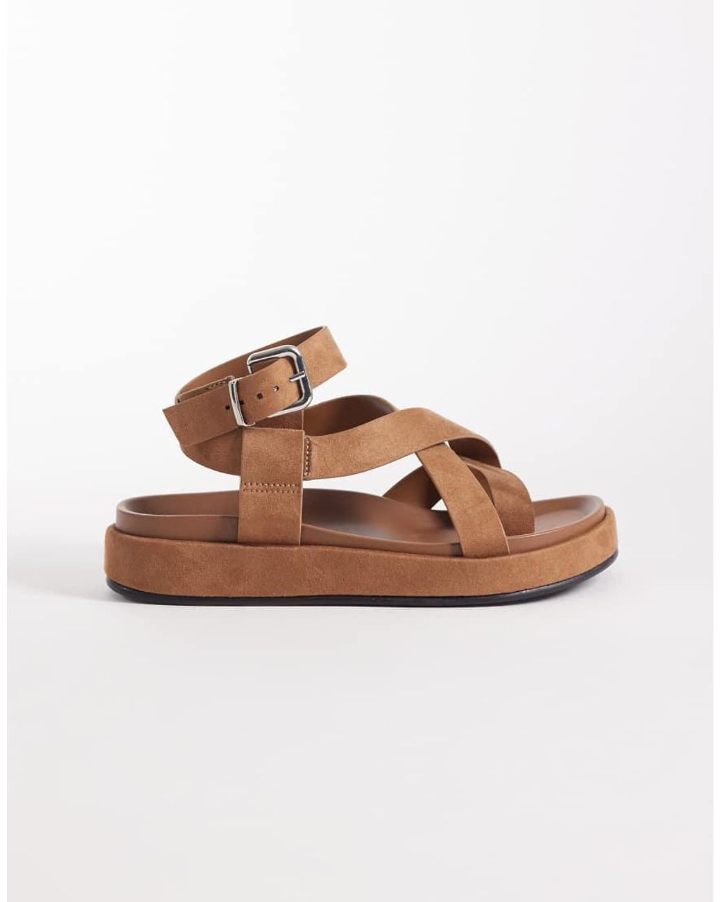 ASOS Brown Faye Cross Strap Footbed Sandal
