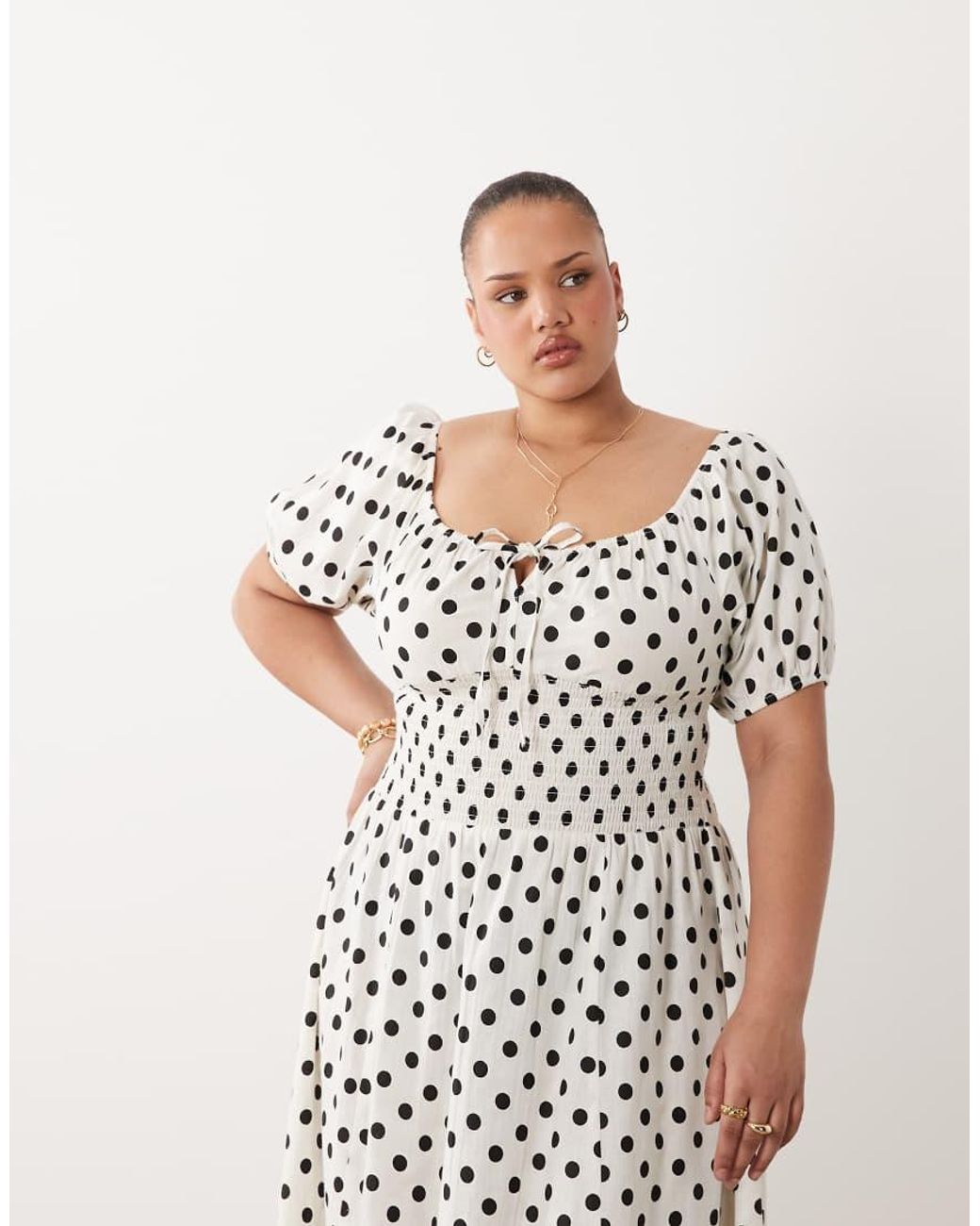 Esmee Curve White Tie Front Puff Sleeve Beach Maxi Dress