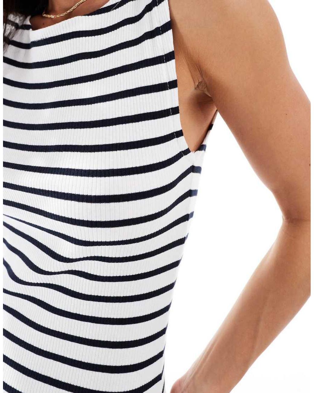 French Connection White Slash Neck Ribbed Midi Dress
