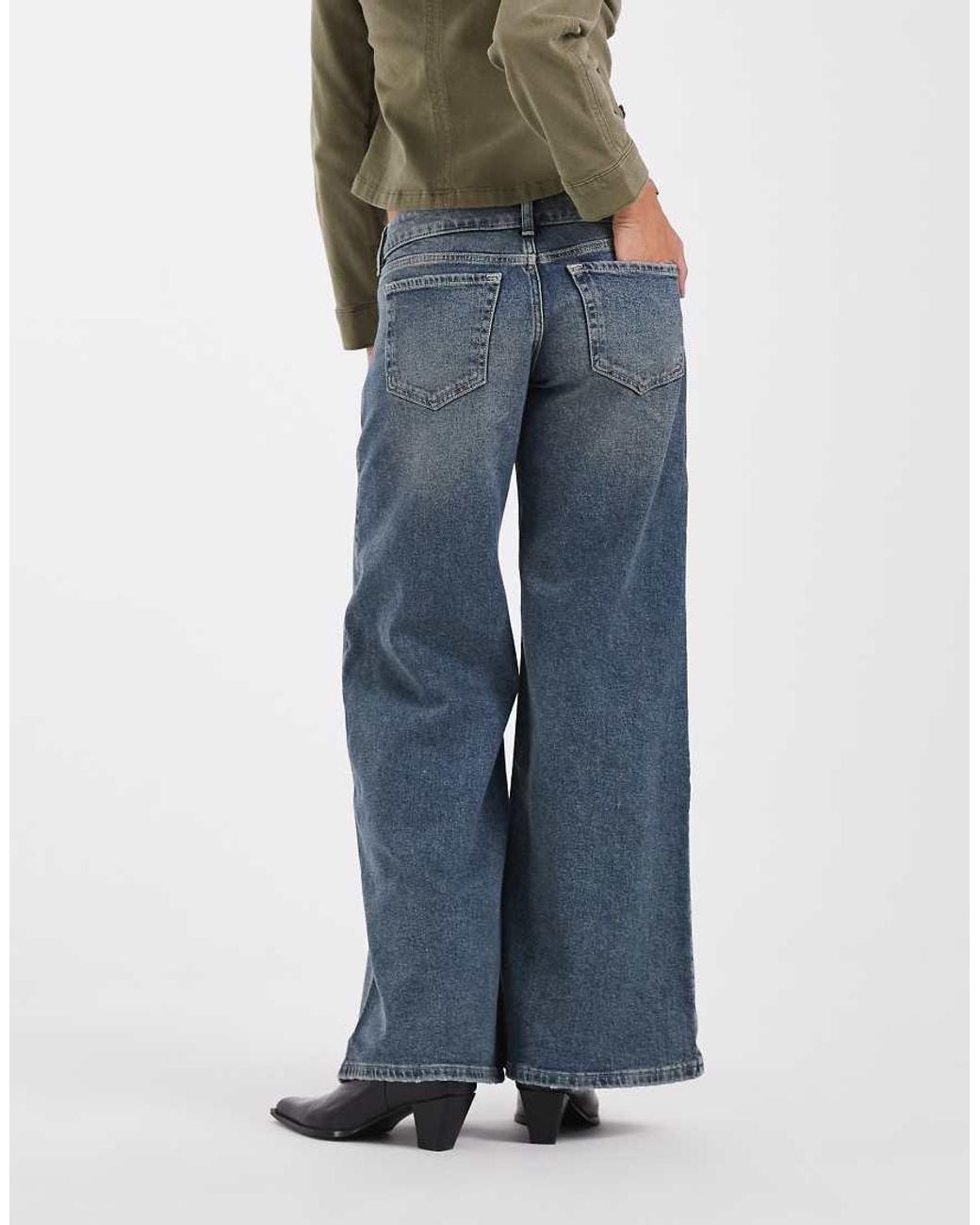 Hollister Blue Ultra Low Rise Wide Leg Jeans