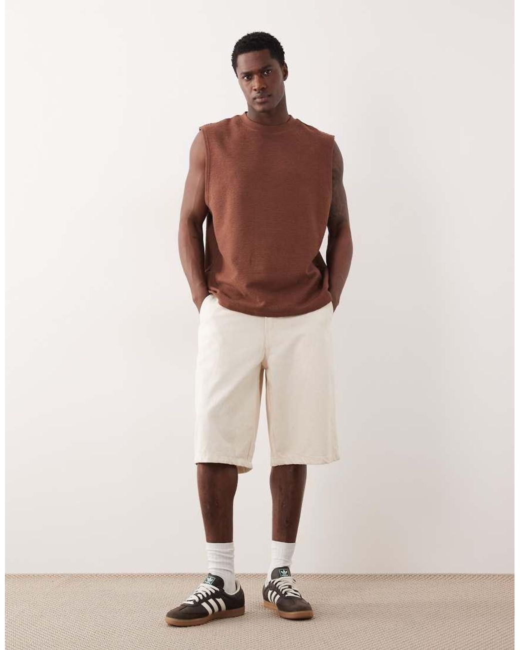 ASOS Brown Super Heavyweight Oversized Tank for men