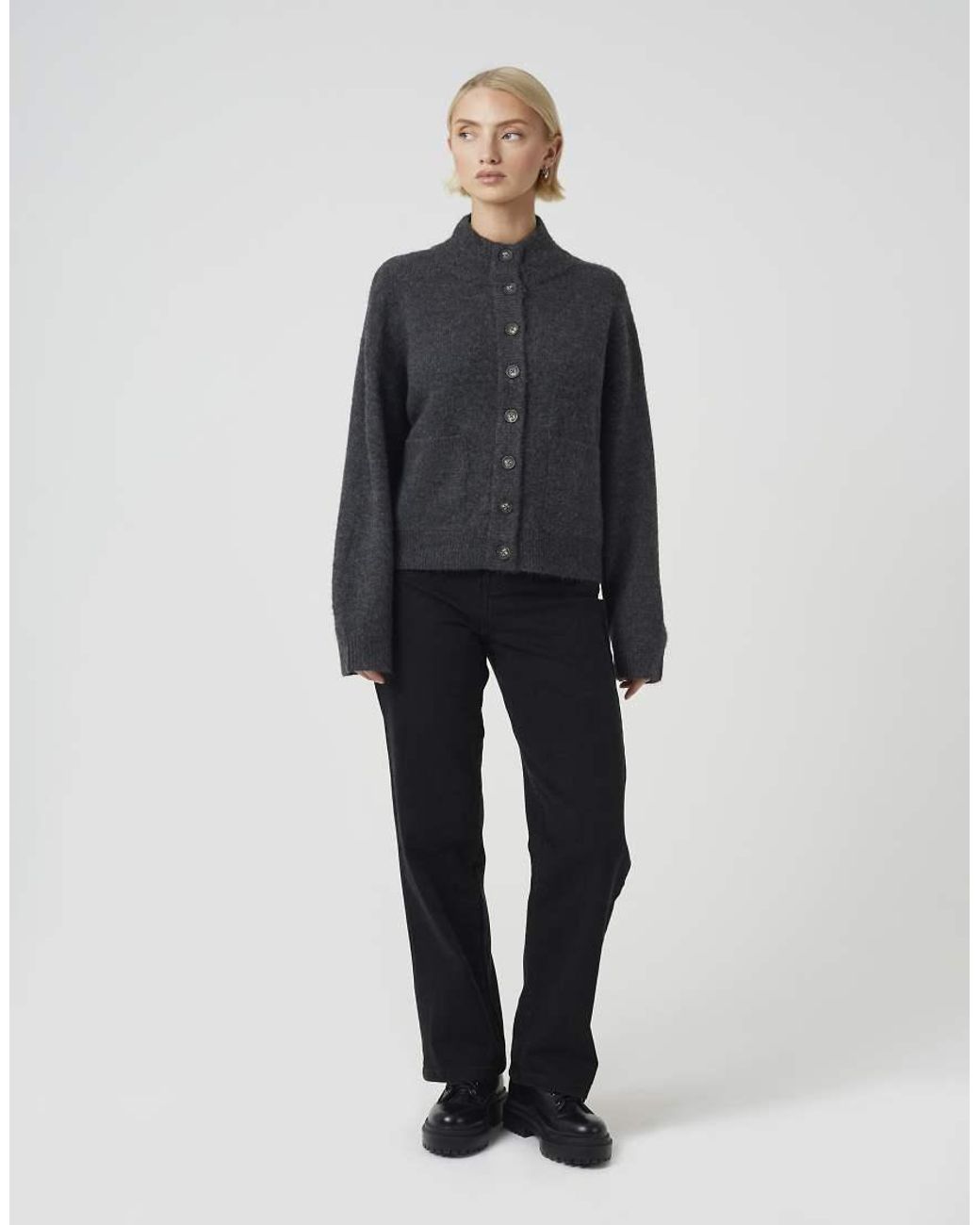 Brave Soul Blue Turtle Neck Knitted Bomber Style Jacket