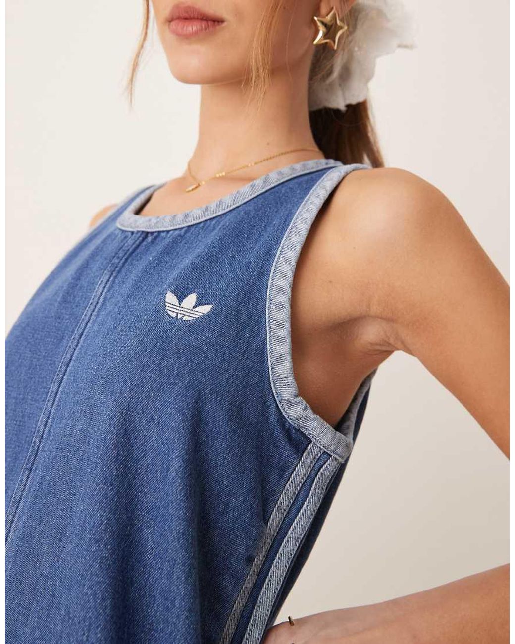 adidas Originals Adicolor 90's Denim Dress in Blue