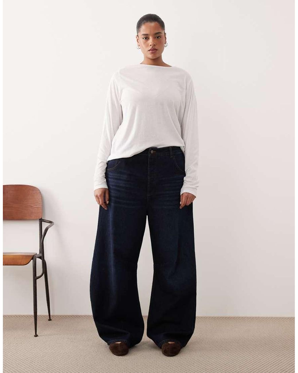 ARRANGE White Curve Seam Detail Long Sleeve Jersey Top