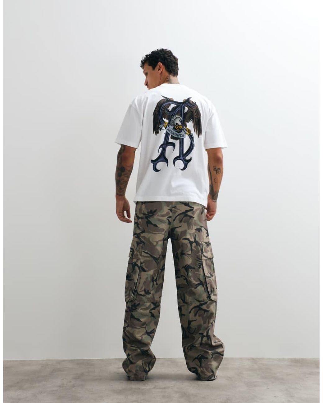 AllSaints White Raptour Short Sleeve Graphic Logo T-shirt With Back Print for men