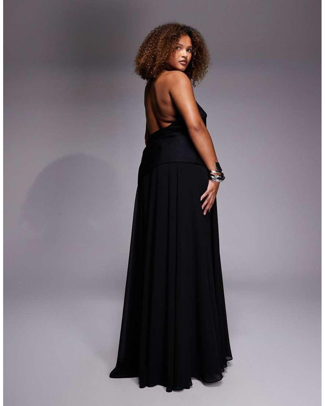 Forever New Blue Godet Open Back Maxi Dress