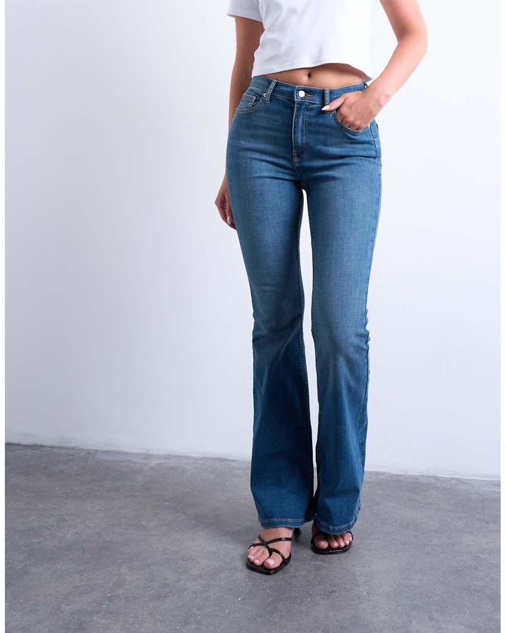 Topshop Hourglass Blue Jamie Flare High Rise Jeans