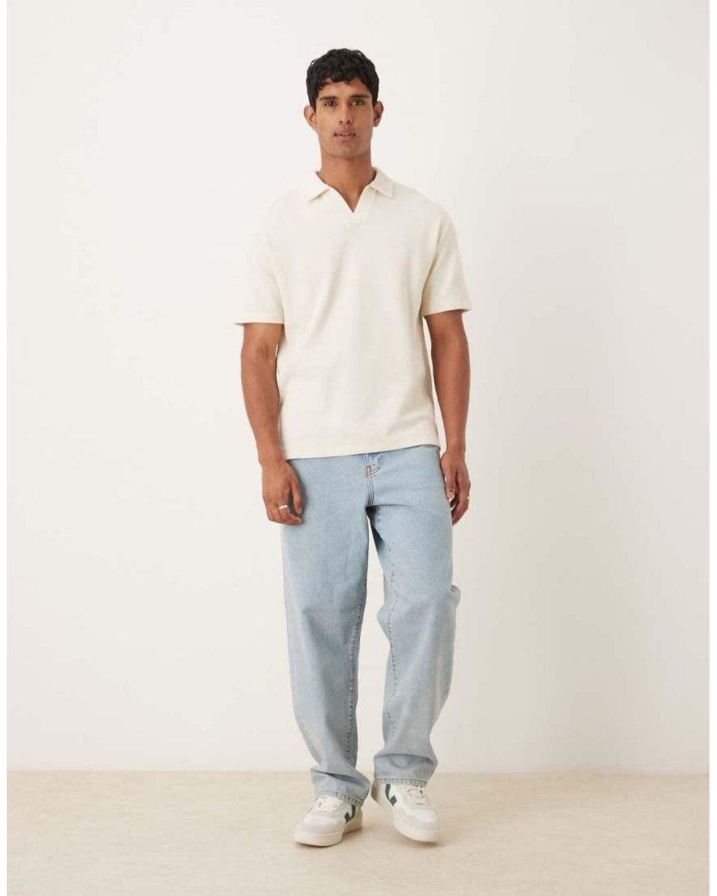 ASOS White Relaxed Revere Polo for men