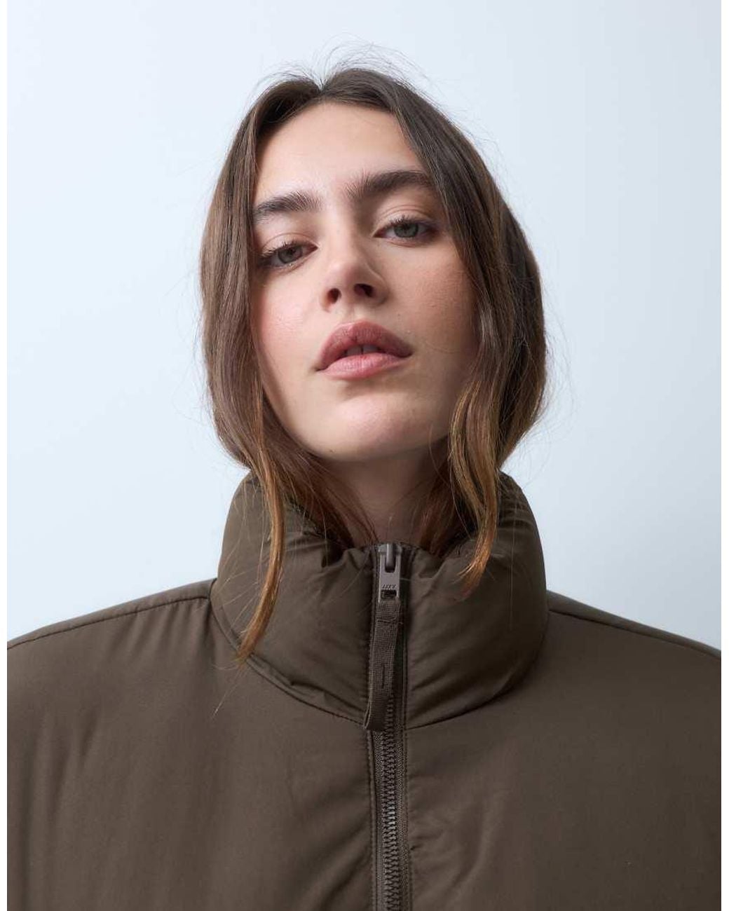 JJXX Brown Puffer Jacket With High Neck