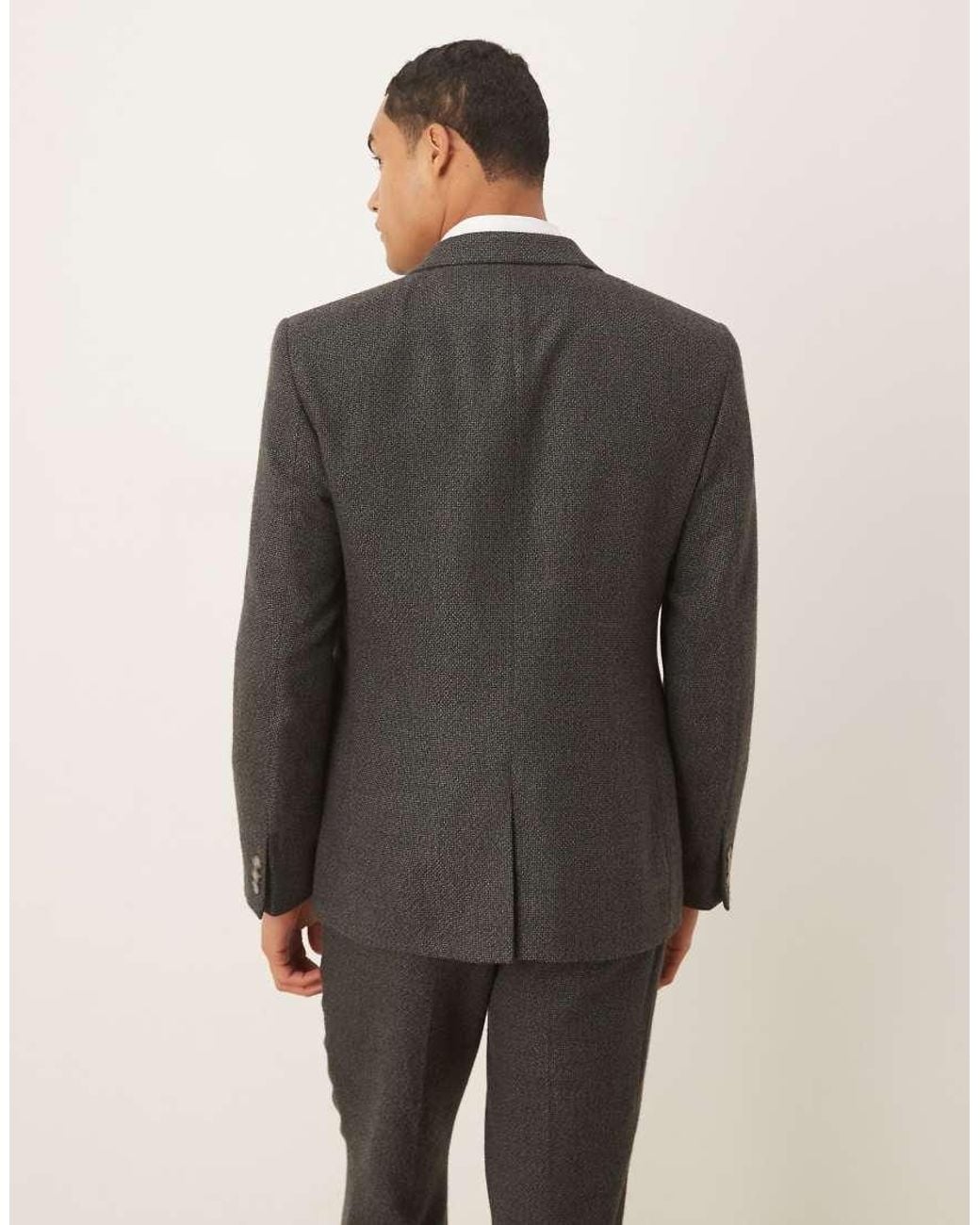 ASOS Gray Slim Suit Jacket With Microtexture for men