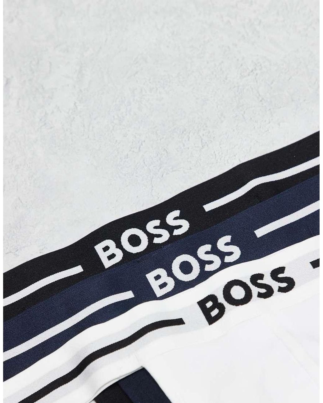 Boss White Bold 3 Pack Logo Waistband Jockstraps for men
