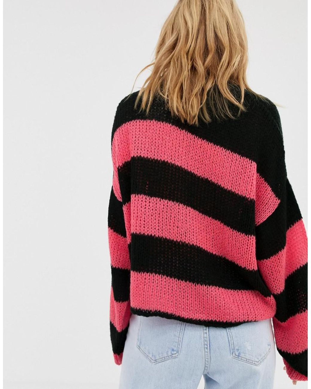 Striped Knitted Sweater in Black 