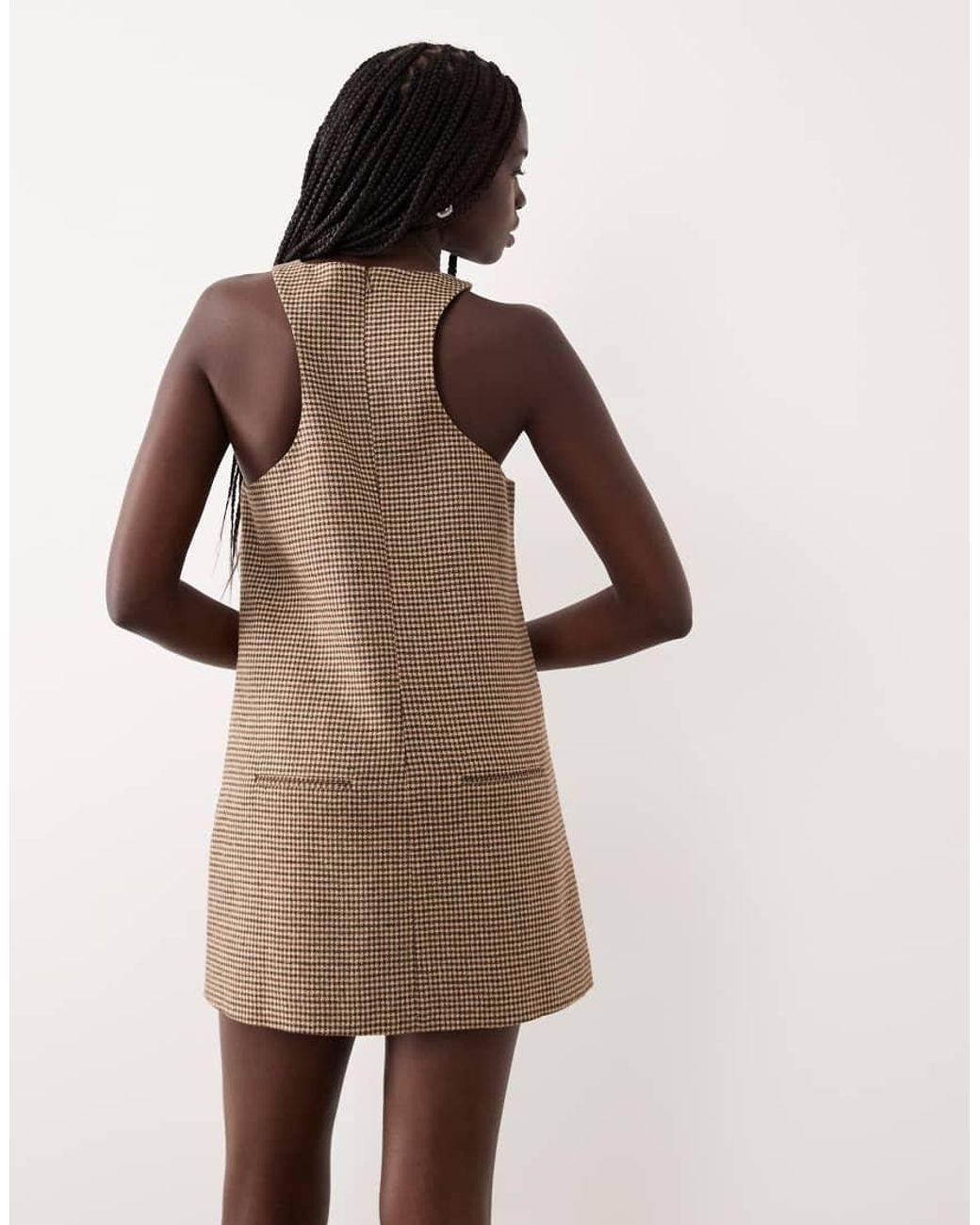 Mango Brown Sleeveless Tailored Mini Dress