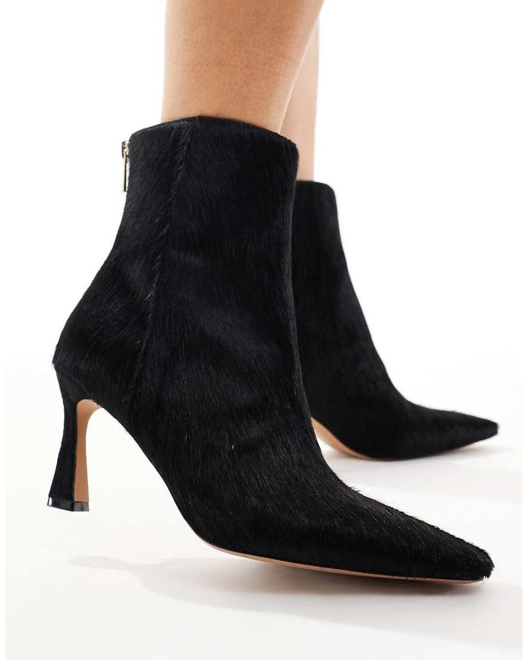 Schuh Black Heeled Mid Ankle Boots