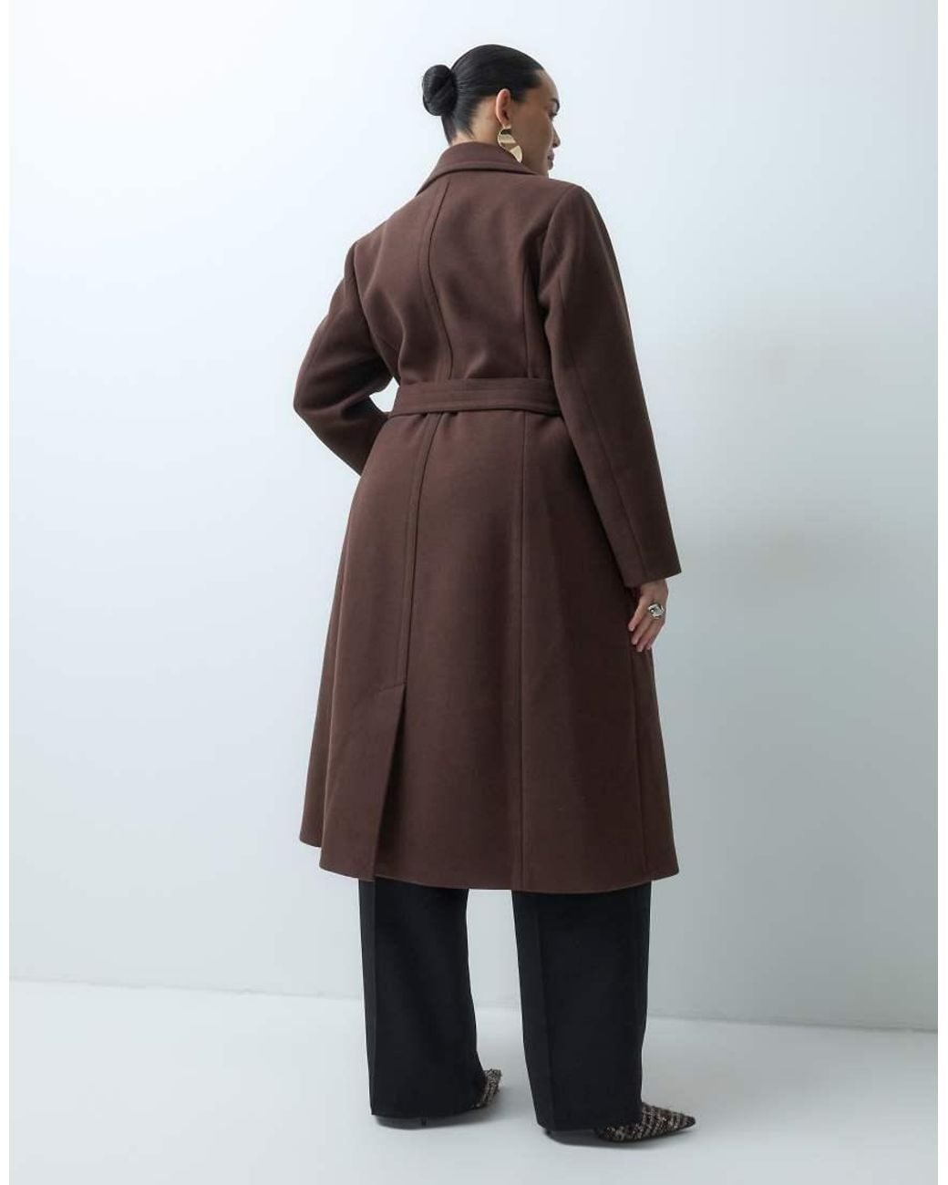 Forever New Brown Wool Feel Belted Structured Coat