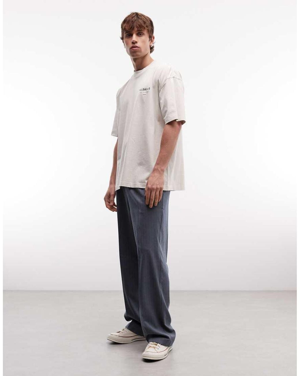AllSaints Natural Underground Logo T-Shirt With Back Print for men